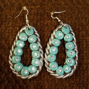 Clay Oval Earrings with Crystals